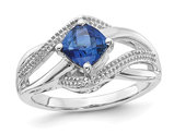 1.35 Carat (ctw) Lab Created Ceylon Blue Sapphire Ring in Sterling Silver